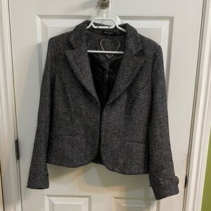 Mario Serrani Italy Black Grey Zip Blazer Jacket Women’s Size 10 Poly Wool Fall